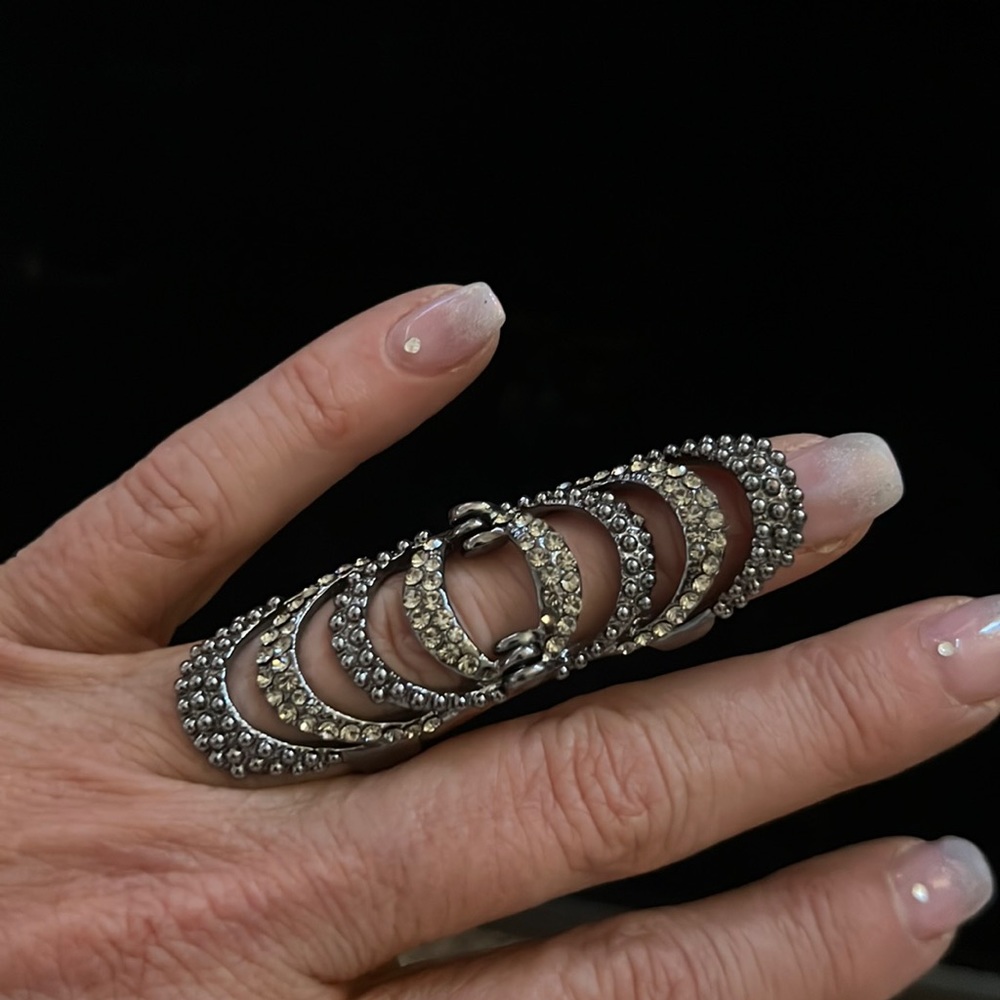 gunmetal paved accordion  cocktail ring